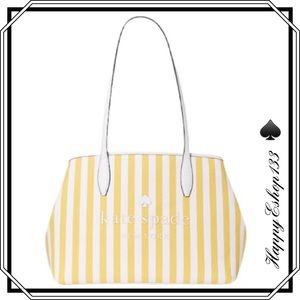 ♠️ Kate spade ♠️ Canvas Striped Street Tote, Yellow Sesame